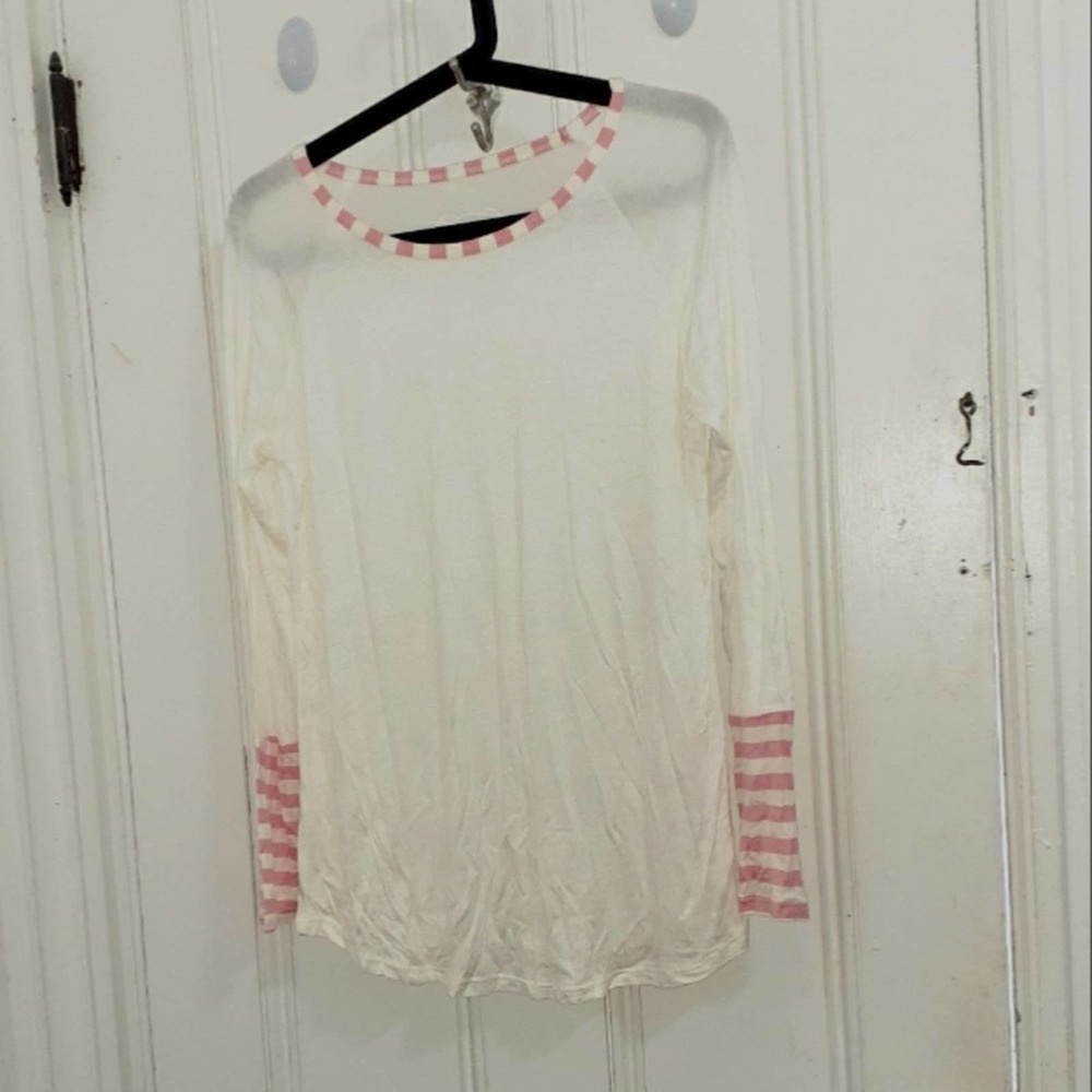 Colorbear White pink striped long-sleeve tee
